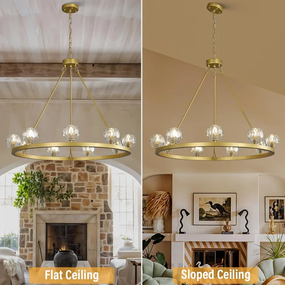 Modern Carriage Wheel Crystal Chandelier