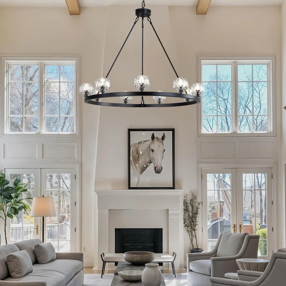 Modern Carriage Wheel Crystal Chandelier