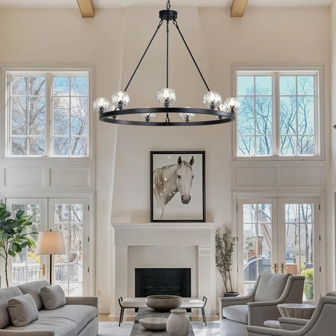 Modern Carriage Wheel Crystal Chandelier
