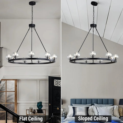 Modern Carriage Wheel Crystal Chandelier