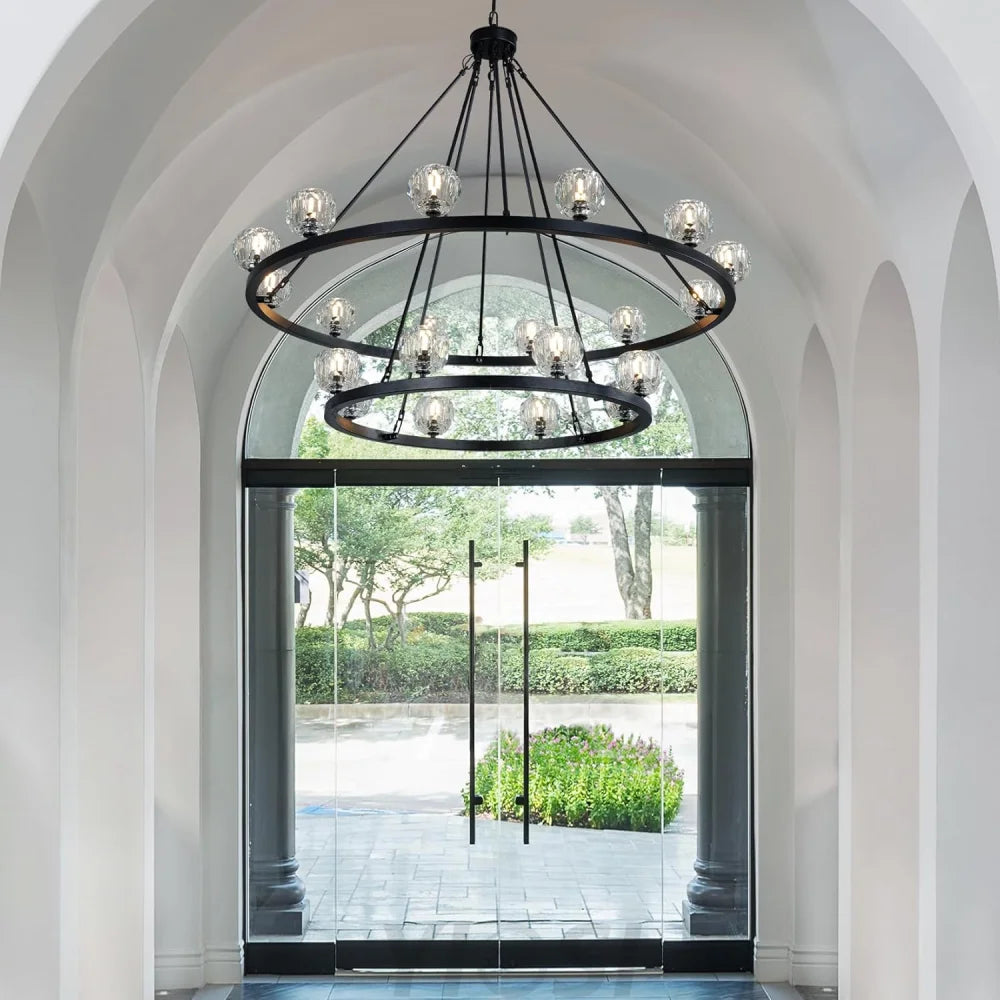 Modern Carriage Wheel Crystal Chandelier