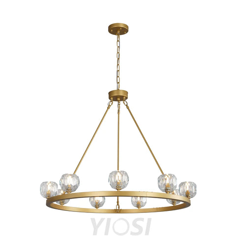 Modern Carriage Wheel Crystal Chandelier Gold / Round D36’’