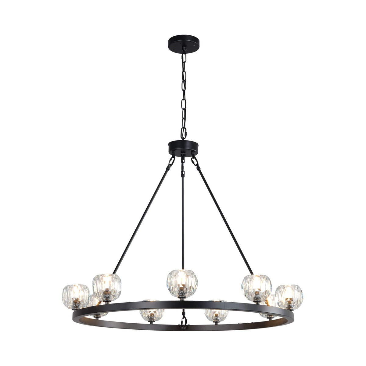 Modern Carriage Wheel Crystal Chandelier Black / Round D36’’