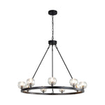 Modern Carriage Wheel Crystal Chandelier Black / Round D36’’