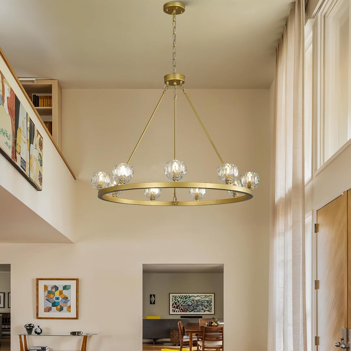 Modern Carriage Wheel Crystal Chandelier