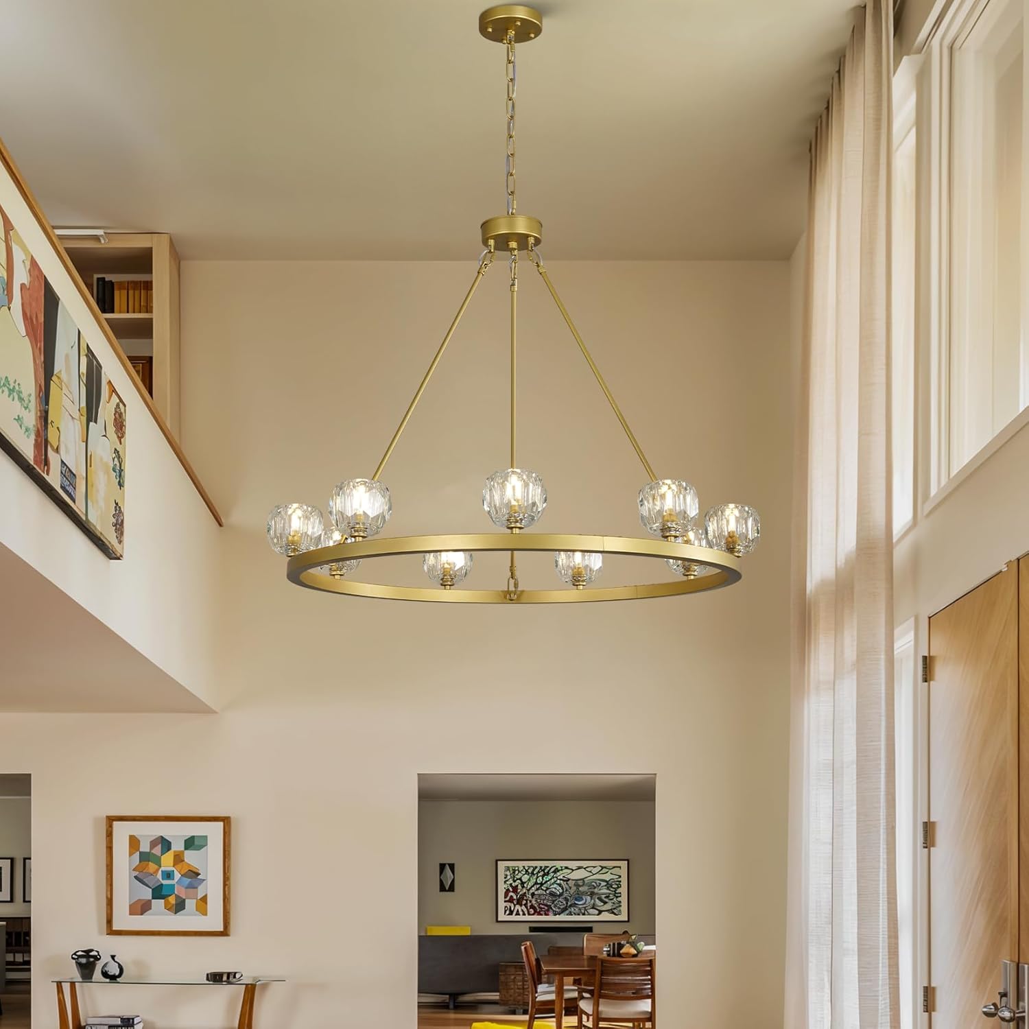Modern Carriage Wheel Crystal Chandelier