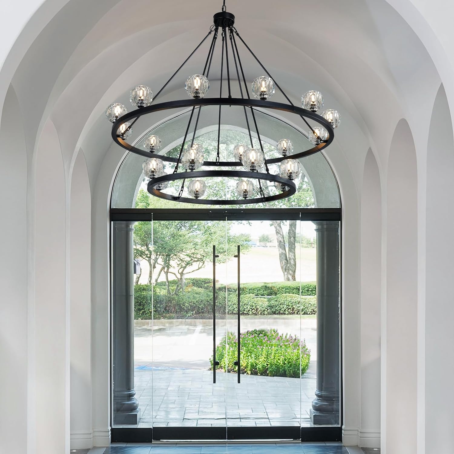 Modern Carriage Wheel Crystal Chandelier