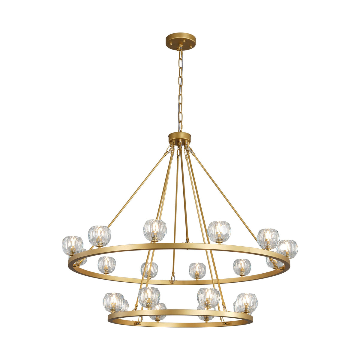 Modern Carriage Wheel Crystal Chandelier Gold / Round D48’’ 2 Tier