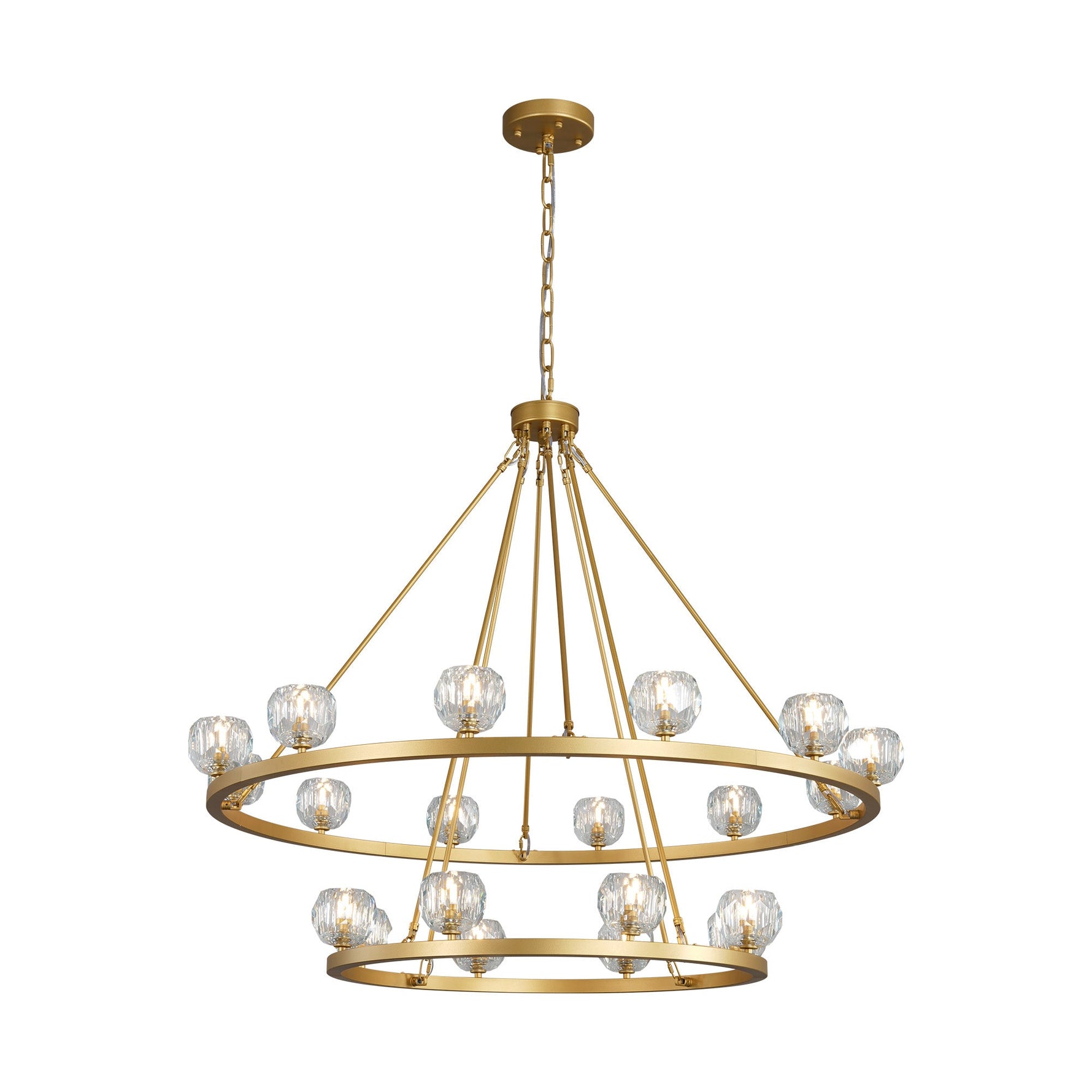 Modern Carriage Wheel Crystal Chandelier Gold / Round D48’’ 2 Tier