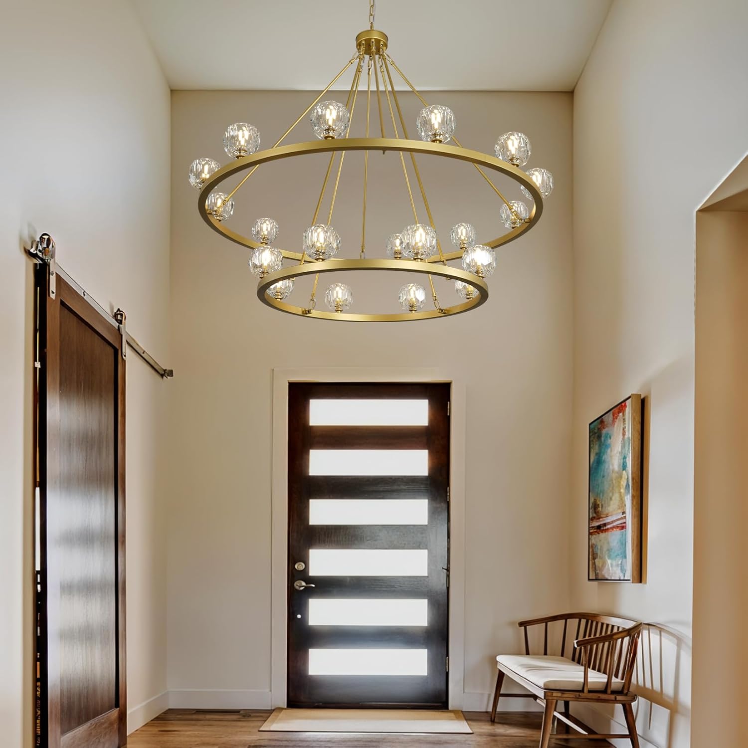 Modern Carriage Wheel Crystal Chandelier