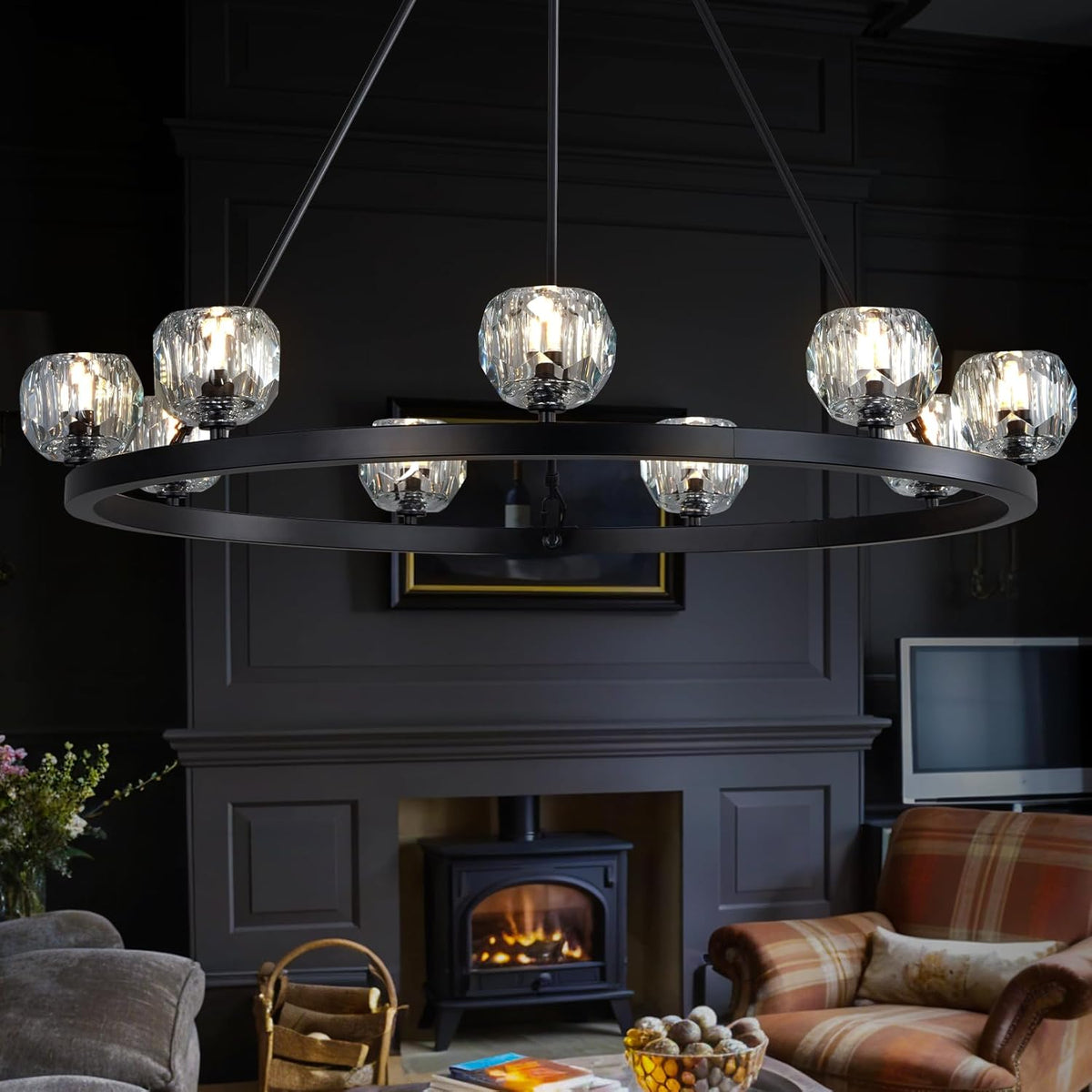 Modern Carriage Wheel Crystal Chandelier
