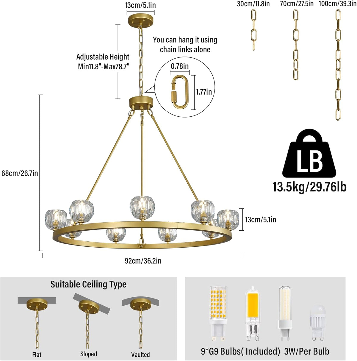 Modern Carriage Wheel Crystal Chandelier