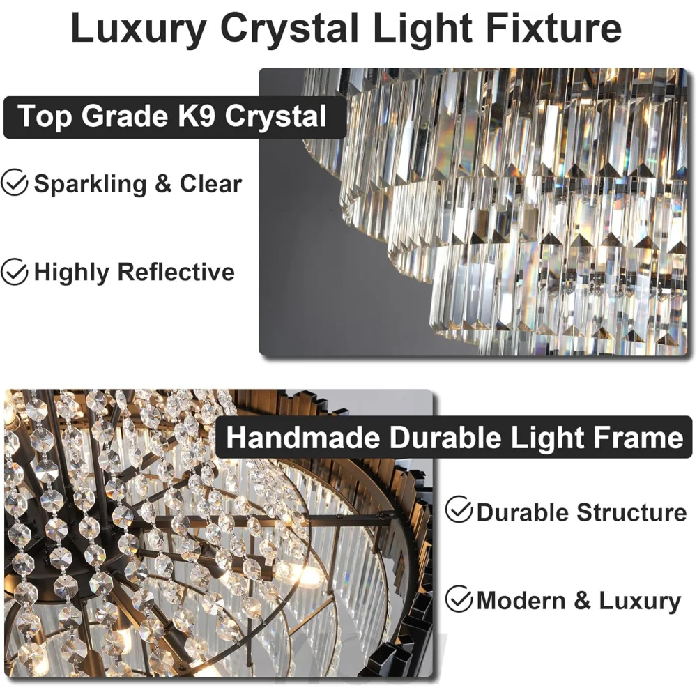 Modern circular K9 crystal chandelier