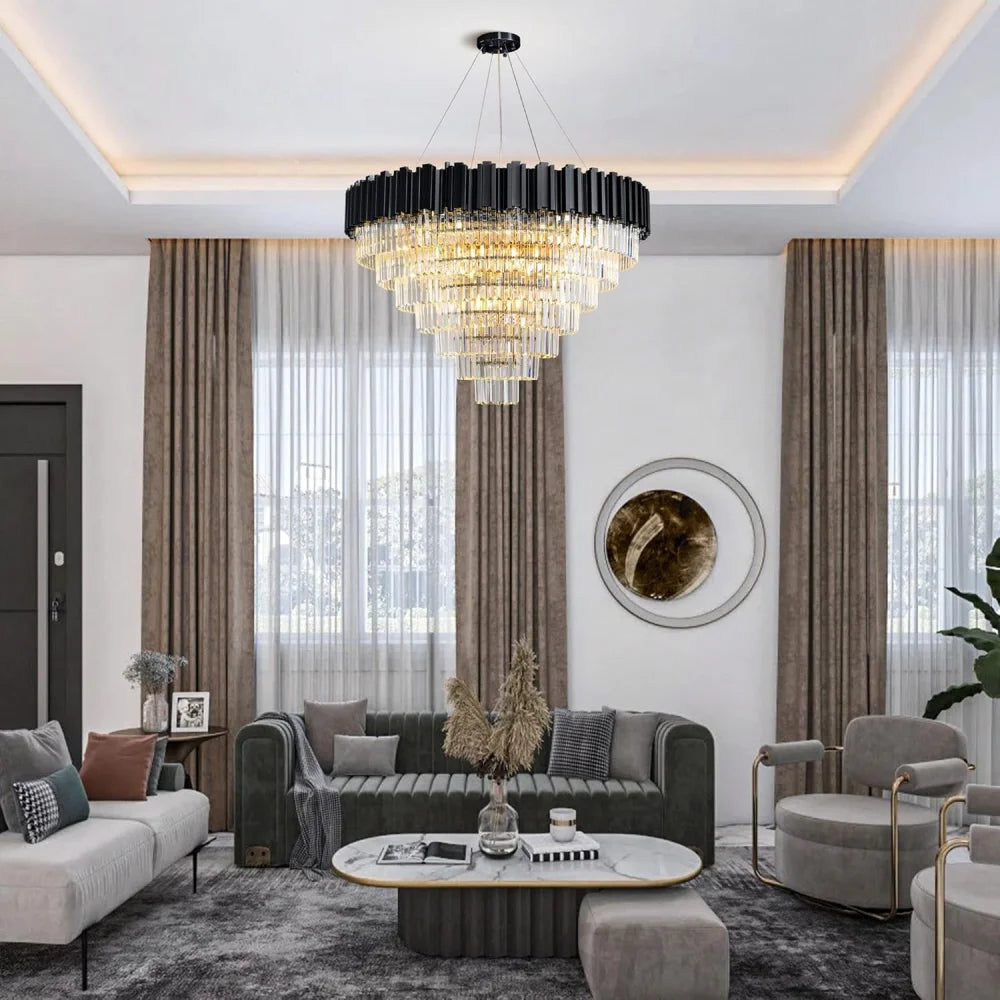 Modern circular K9 crystal chandelier