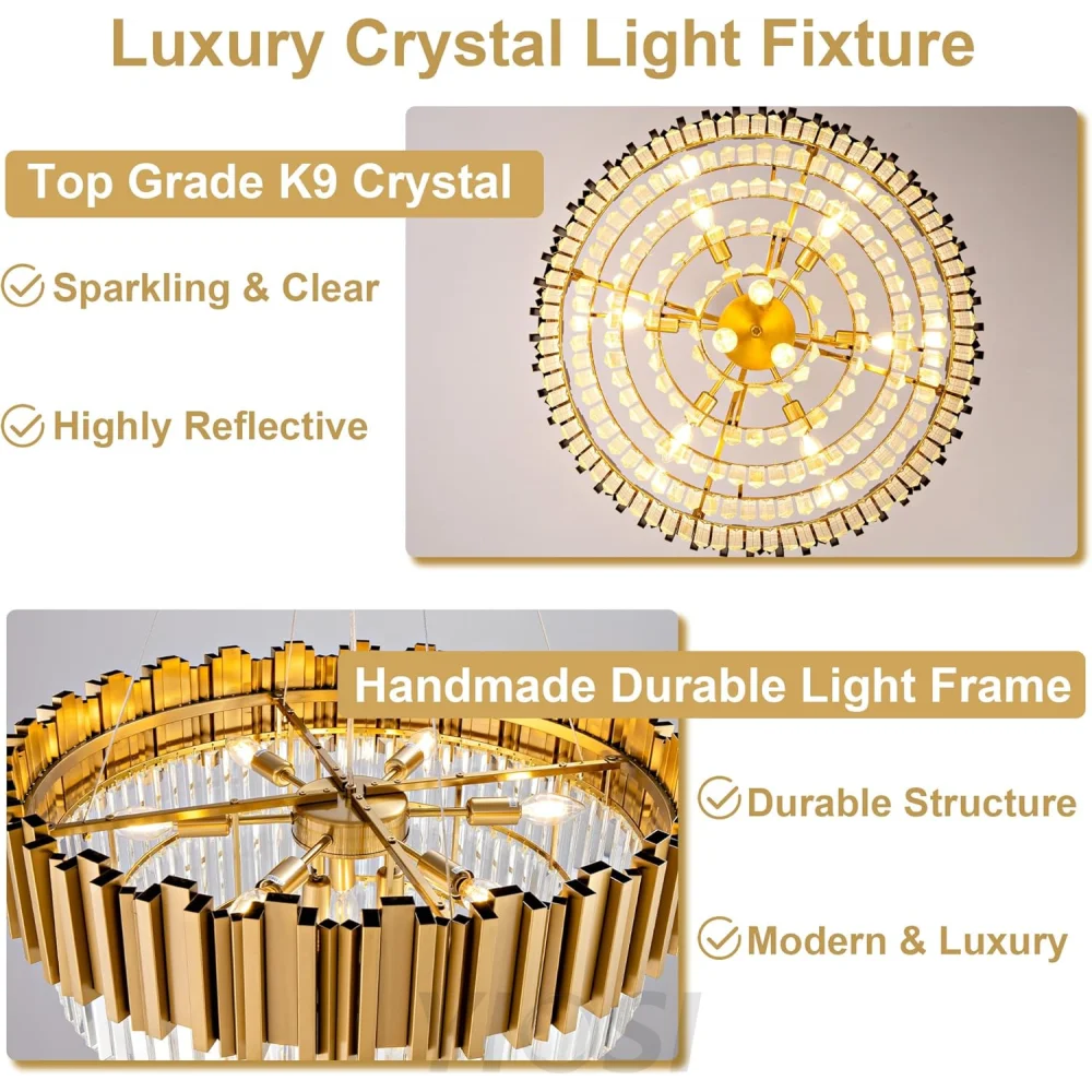 Modern circular K9 crystal chandelier
