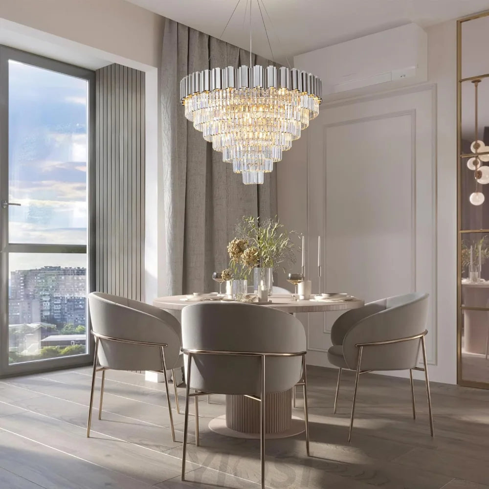 Modern circular K9 crystal chandelier