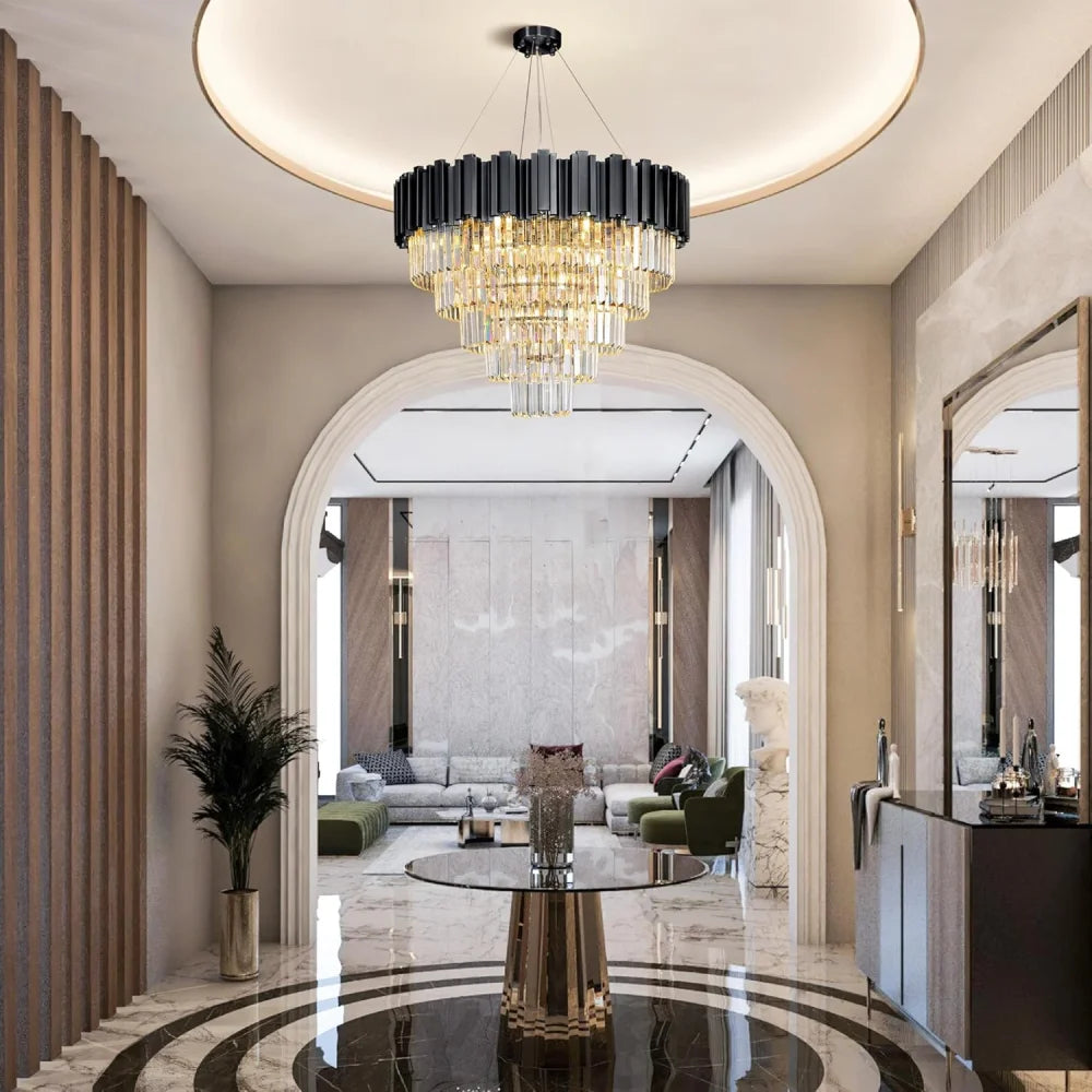 Modern circular K9 crystal chandelier