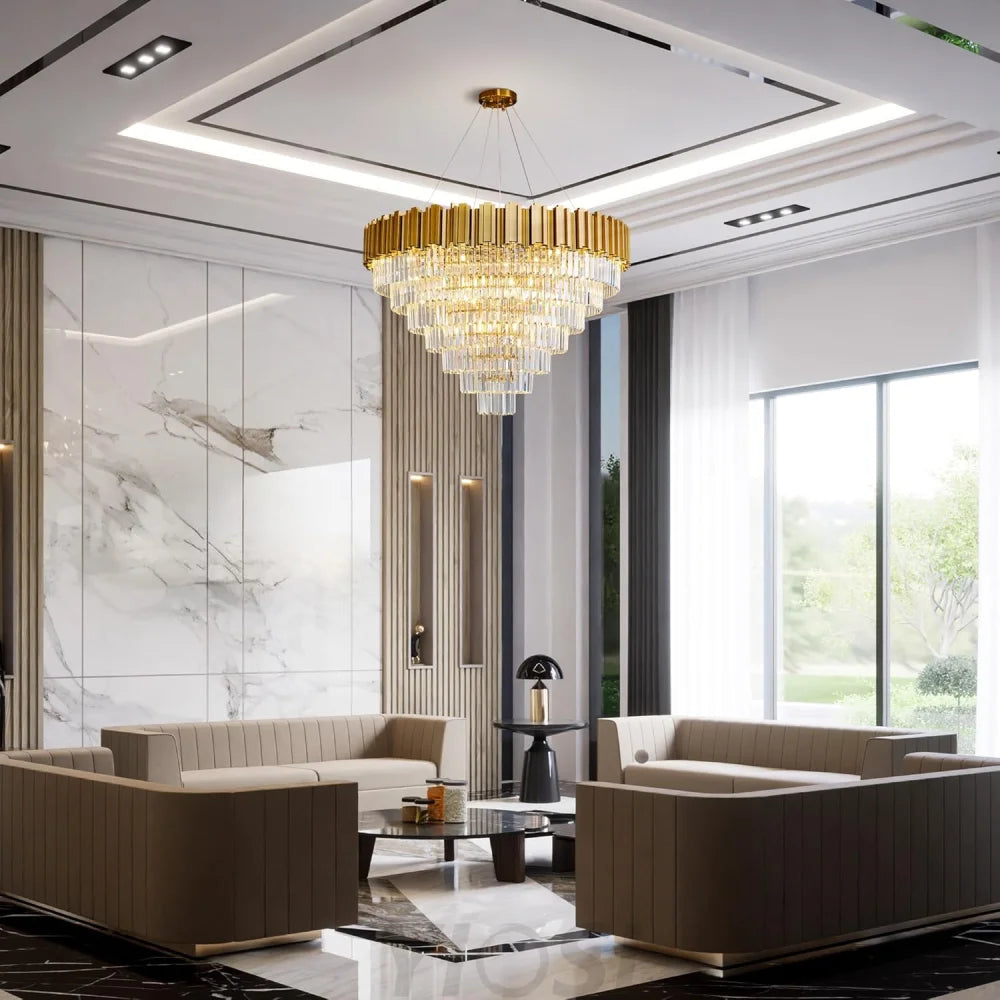 Modern circular K9 crystal chandelier