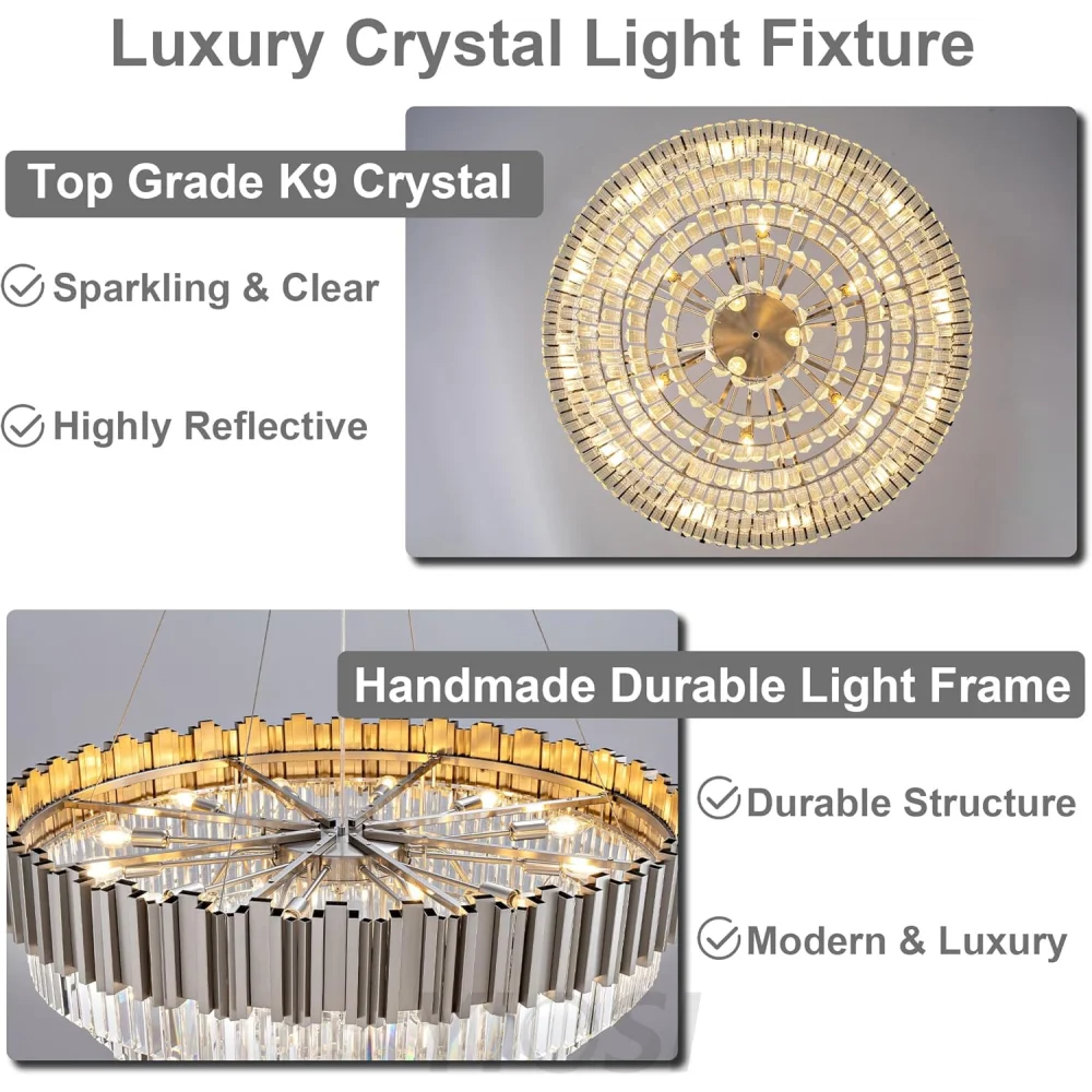 Modern circular K9 crystal chandelier