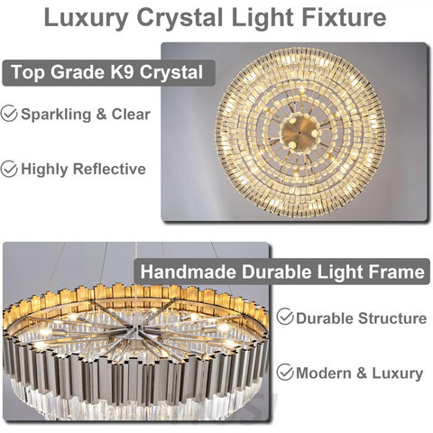 Modern circular K9 crystal chandelier