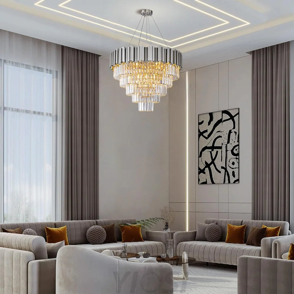 Modern circular K9 crystal chandelier