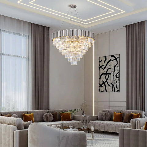 Modern circular K9 crystal chandelier