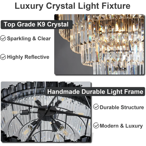 Modern circular K9 crystal chandelier