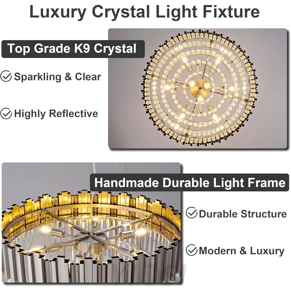 Modern circular K9 crystal chandelier