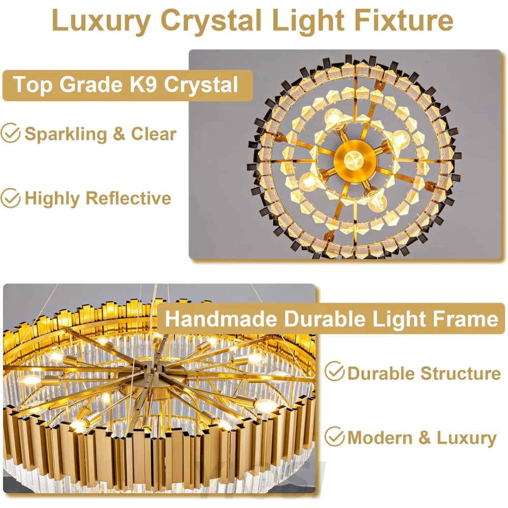 Modern circular K9 crystal chandelier