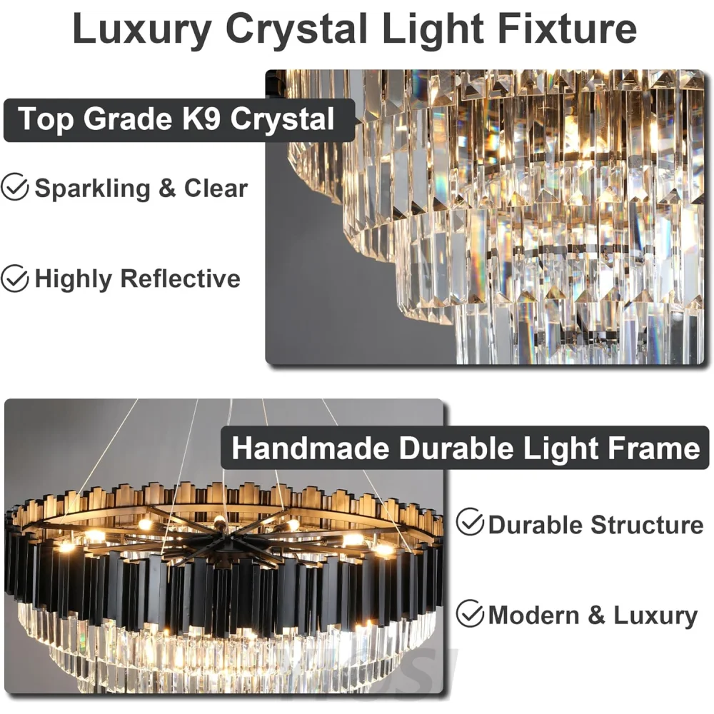 Modern circular K9 crystal chandelier