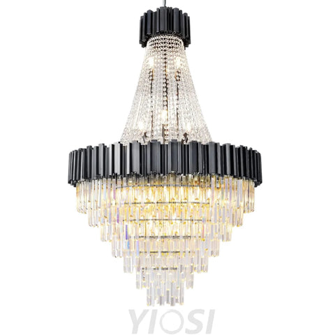 Modern circular K9 crystal chandelier Black / H54in