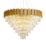 Modern circular K9 crystal chandelier Gold / D39.5in