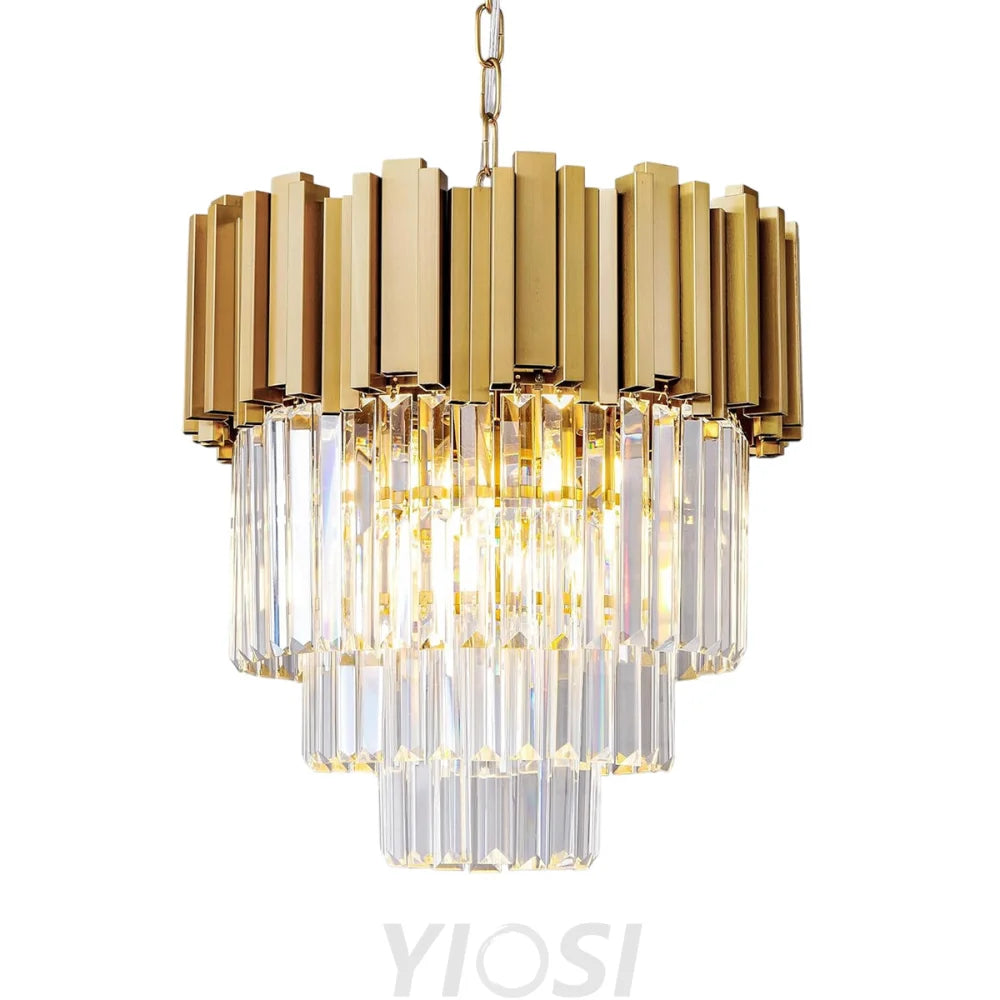 Modern circular K9 crystal chandelier Gold / D15.7in