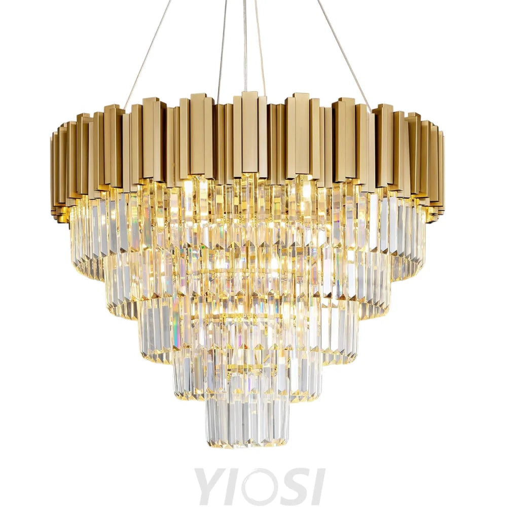 Modern circular K9 crystal chandelier Gold / D27.5in