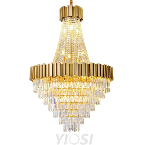 Modern circular K9 crystal chandelier Gold / H54in