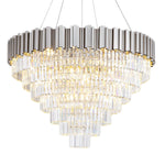 Modern circular K9 crystal chandelier Silver / D39.5in