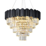 Modern circular K9 crystal chandelier Black / D27.5in