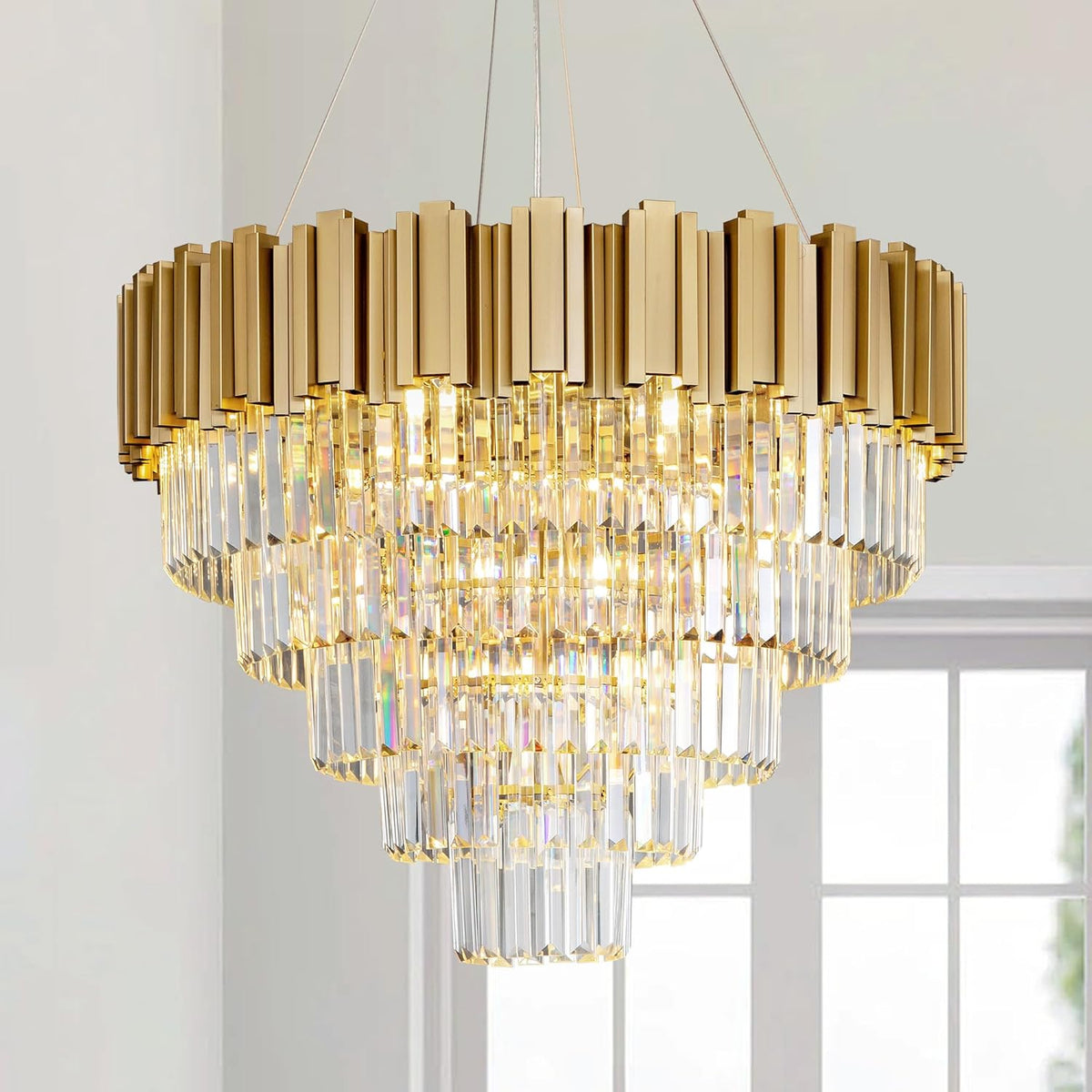 Modern circular K9 crystal chandelier