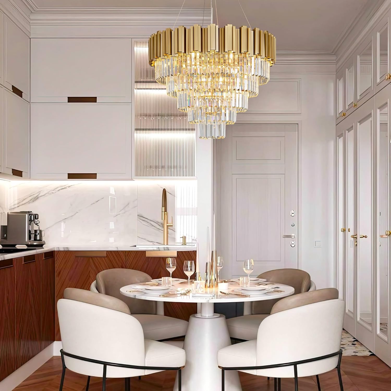Modern circular K9 crystal chandelier