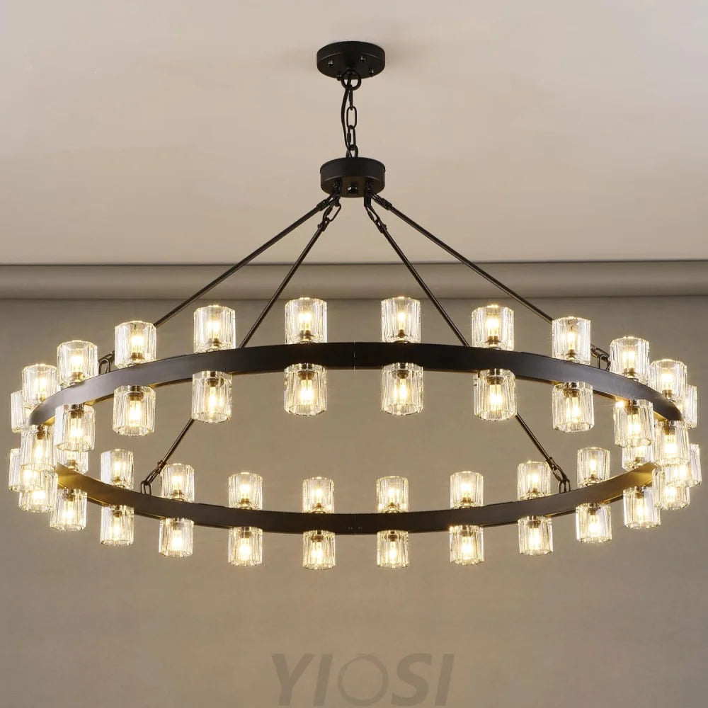 Modern Crystal Chandelier – Gold / Black – Multiple Sizes & Shapes