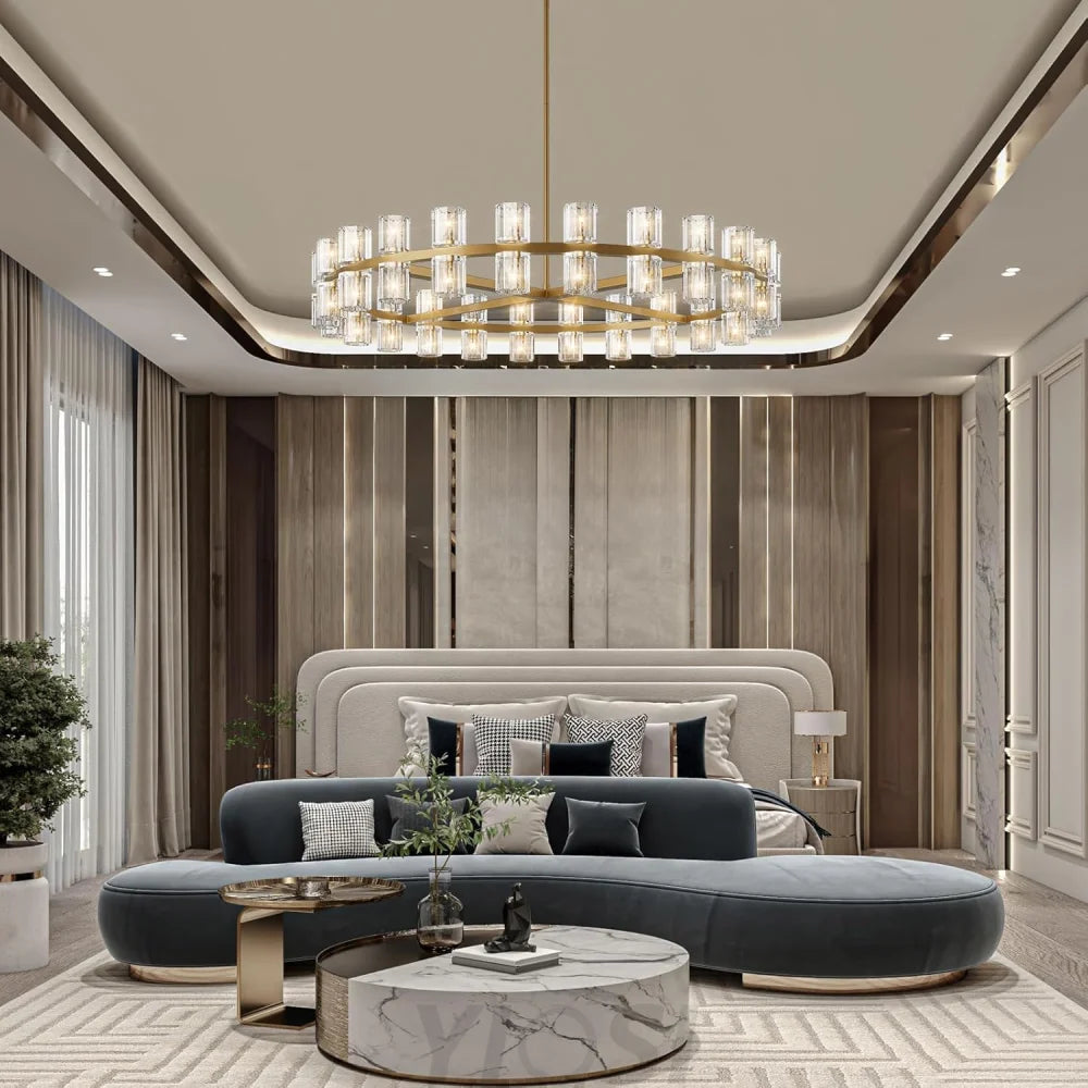Modern Crystal Chandelier – Gold / Black – Multiple Sizes & Shapes