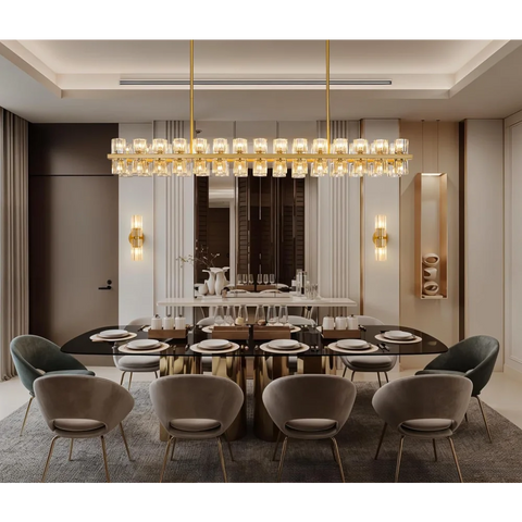 Modern Crystal Chandelier – Gold / Black – Multiple Sizes & Shapes