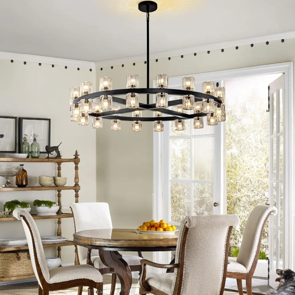 Modern Crystal Chandelier – Gold / Black – Multiple Sizes & Shapes
