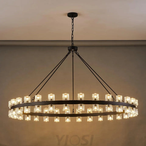 Modern Crystal Chandelier – Gold / Black – Multiple Sizes & Shapes