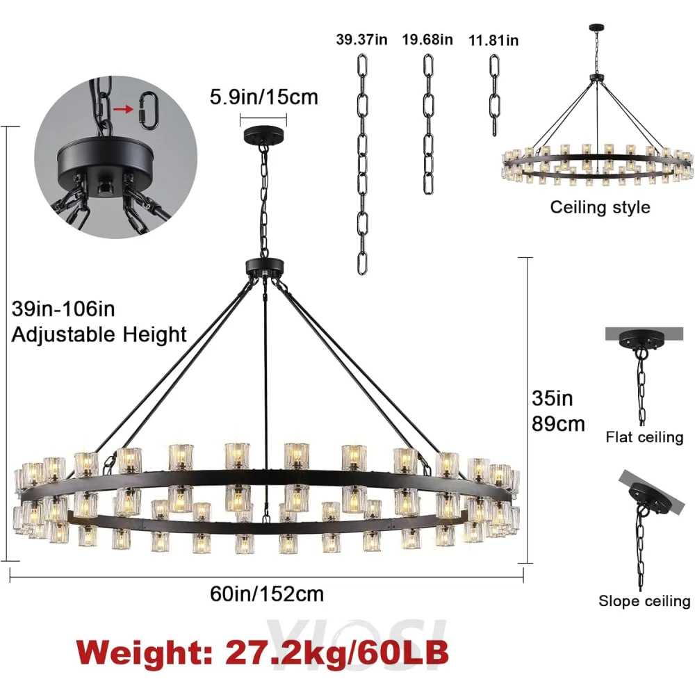 Modern Crystal Chandelier – Gold / Black – Multiple Sizes & Shapes