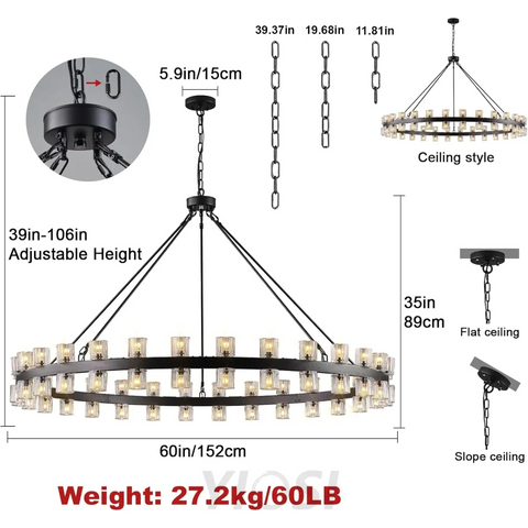 Modern Crystal Chandelier – Gold / Black – Multiple Sizes & Shapes