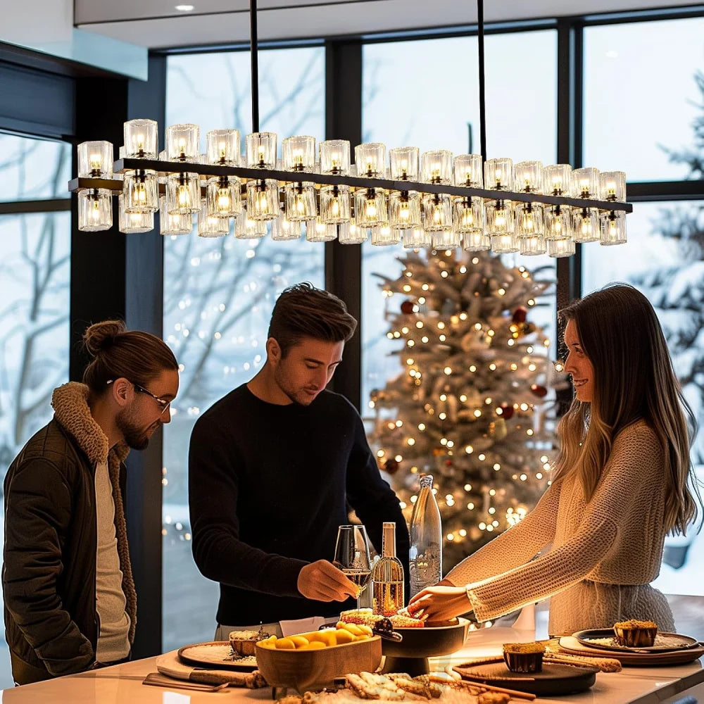 Modern Crystal Chandelier – Gold / Black – Multiple Sizes & Shapes