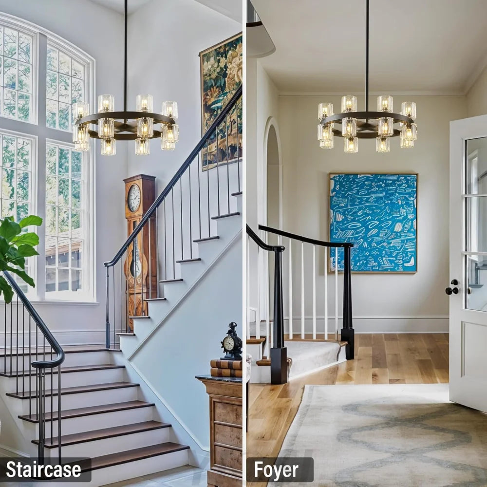 Modern Crystal Chandelier – Gold / Black – Multiple Sizes & Shapes
