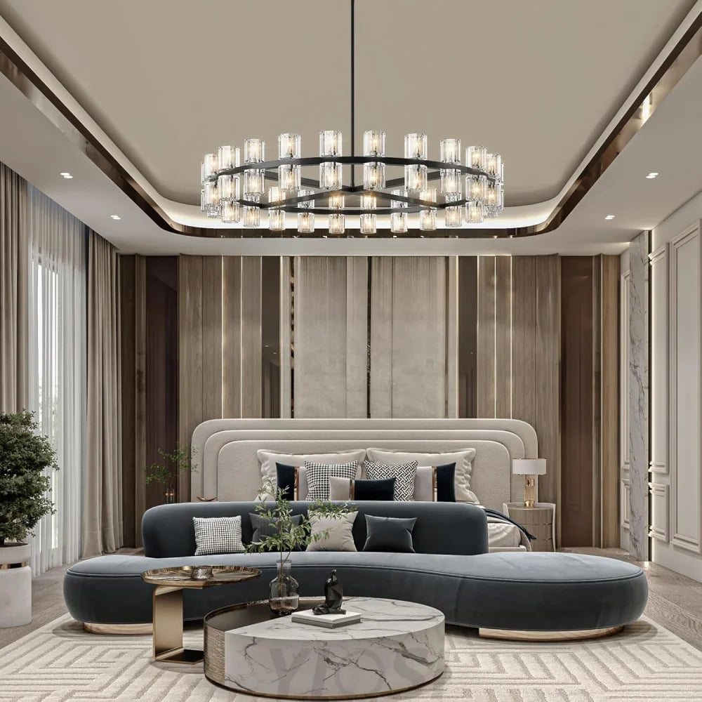 Modern Crystal Chandelier – Gold / Black – Multiple Sizes & Shapes