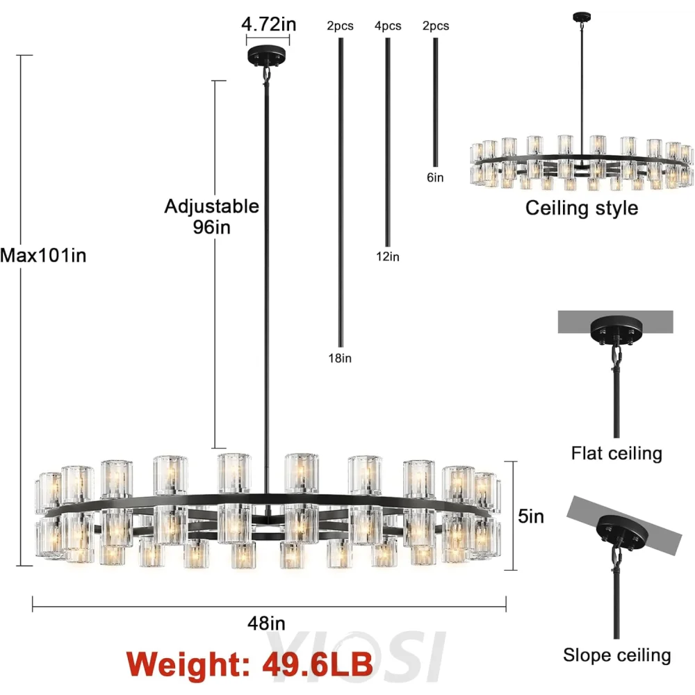 Modern Crystal Chandelier – Gold / Black – Multiple Sizes & Shapes